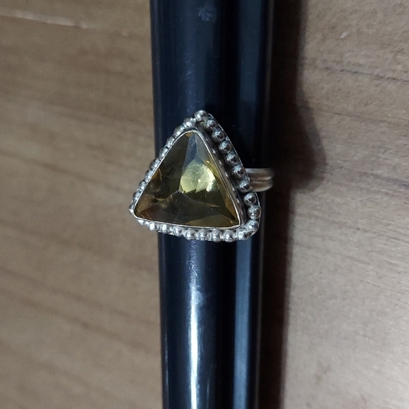 VINTAGE Stamped Sterling Silver Morganite Ring Size 9 - Picture 1 of 7
